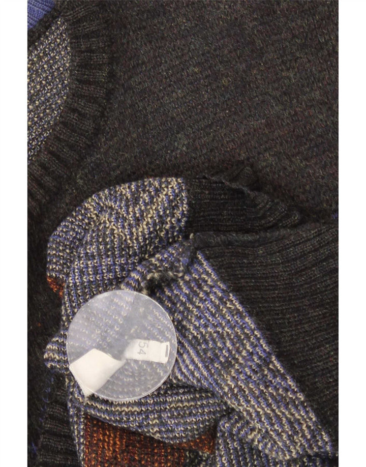 Vintage herre rund hals sweater IT 54 XL flerfarvet geometrisk