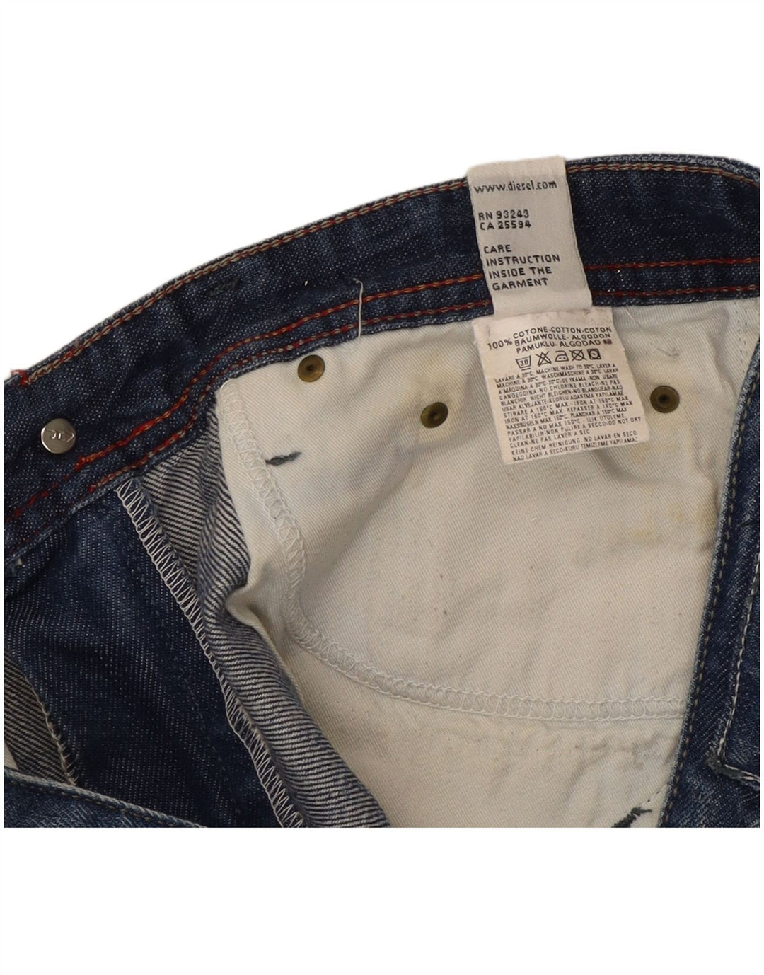 Diesel Dame Distressed Bootcut Jeans W27 L34 Blå Bomuld