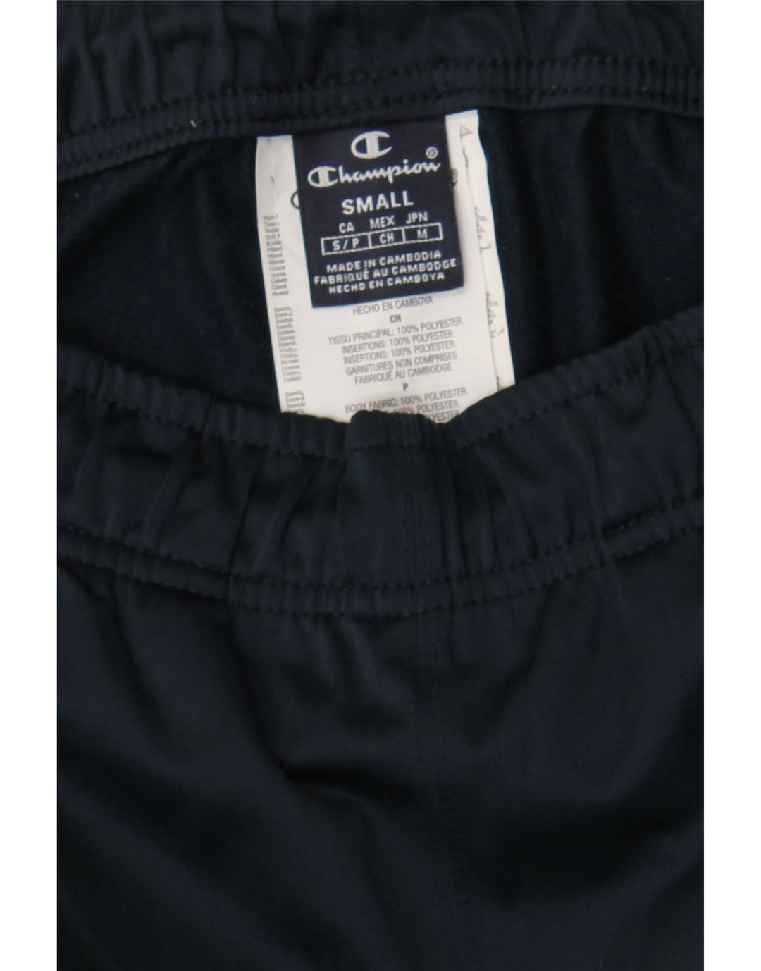 CHAMPION Mens Graphic Tracksuit Trousers Small  Navy Blue Colourblock Vintage Champion and Second-Hand Champion from Messina Hembry 