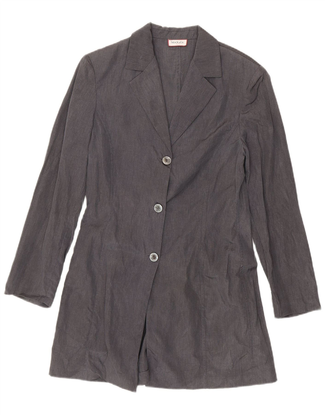 Max & Co. Dame Longline 3-knaps blazerjakke UK 12 Medium Grey Linen
