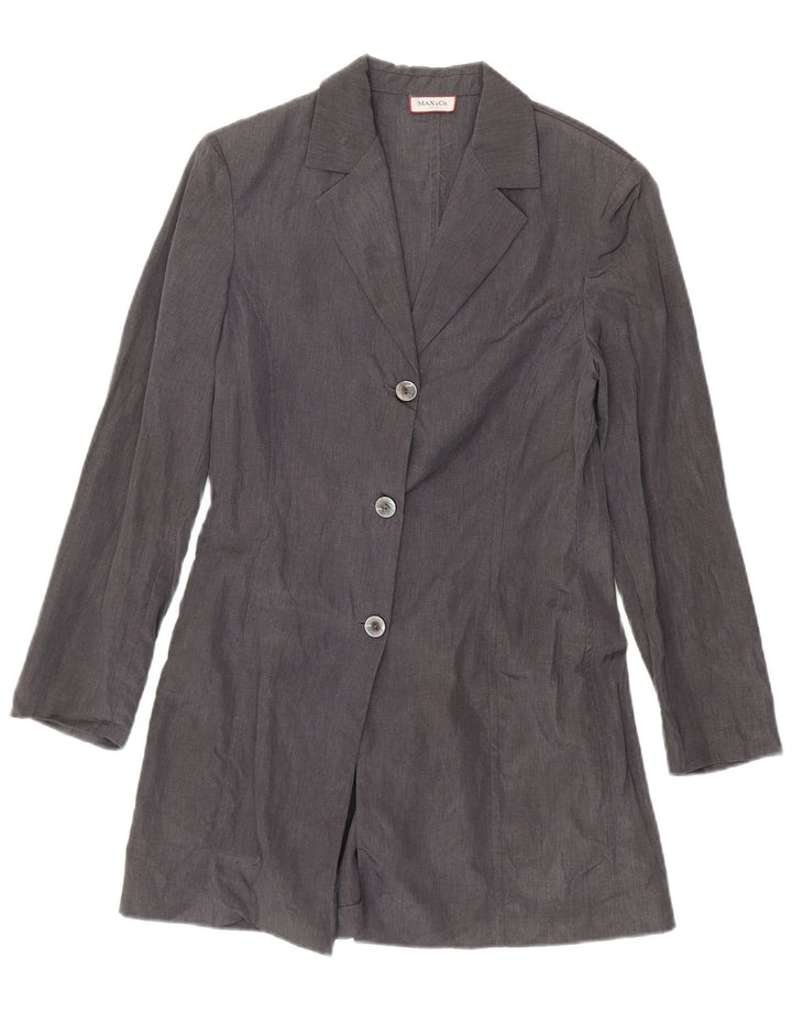 Max & Co. Dame Longline 3-knaps blazerjakke UK 12 Medium Grey Linen
