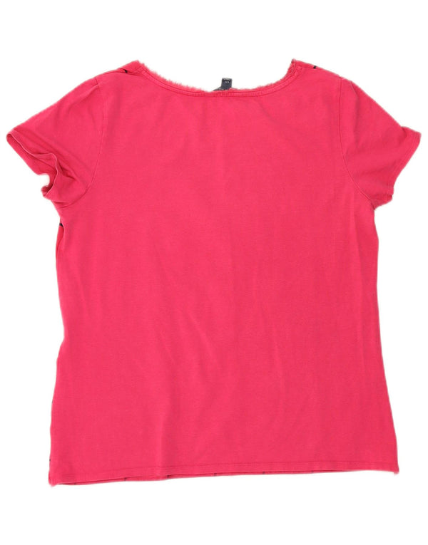 Tommy Hilfiger Dame Grafisk T-Shirt Top UK 14 Large Pink Geometric