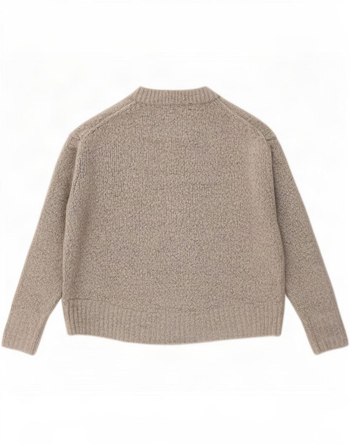 Zara Dame Oversized Crew Neck Jumper Sweater UK 10 Small Grey Flecked