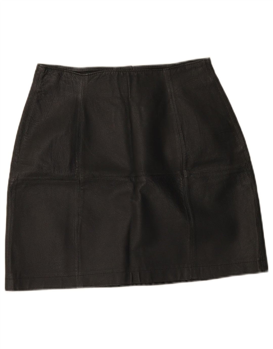 Vintage dame mini læder nederdel W25 XS sort læder