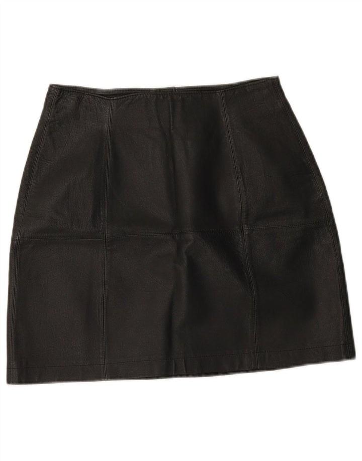 Vintage dame mini læder nederdel W25 XS sort læder