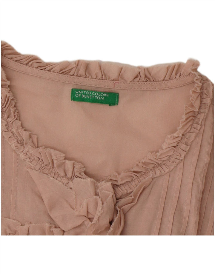 Benetton Womens Flæse Front Shirt Bluse UK 14 Large Pink