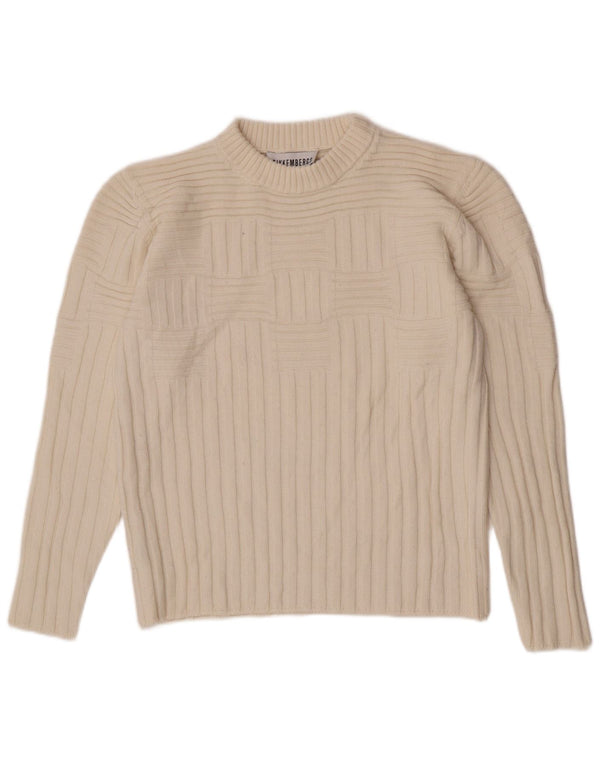 Bikkembergs Womens Crew Neck Jumper Sweater UK 12 Medium Off White