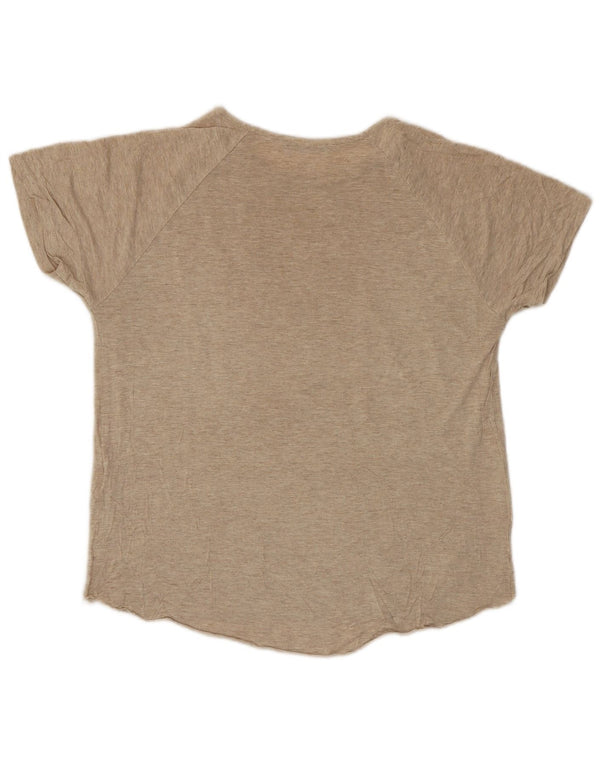 Zara Graphic T-Shirt Top UK 10 Small Beige