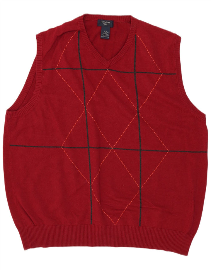 Dockers Herrevest Tank Top Stor Rød Argyle/Diamant Bomuld