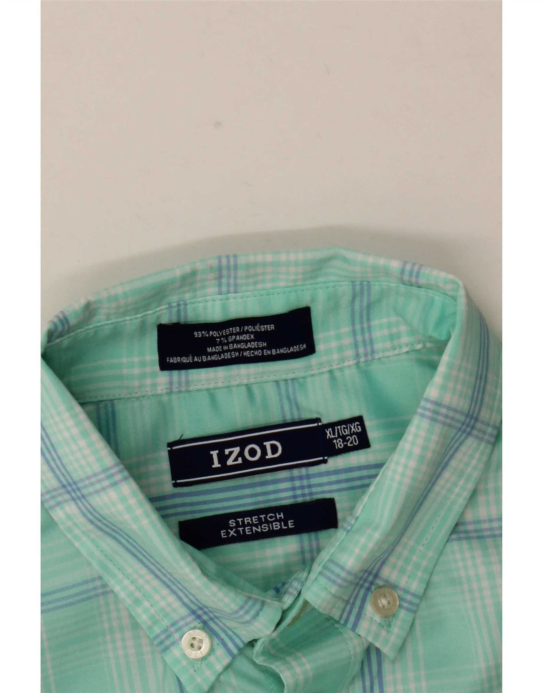 Izod drenge kortærmet skjorte 15-16 år XL turkis ternet polyester