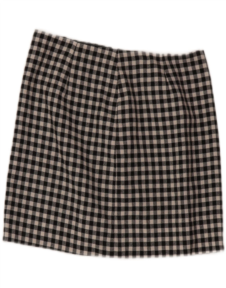 Moschino Dame Mini Nederdel UK 10 Small W28 Sort Gingham Virgin Wool