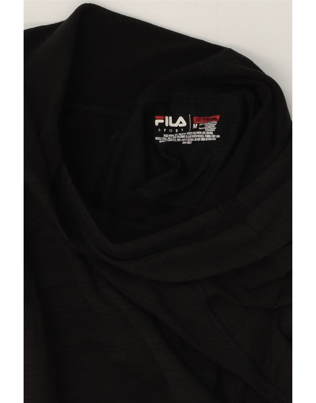 Fila Dame Hætte Top Langærmet UK 12 Medium Sort Nålestribet Polyester