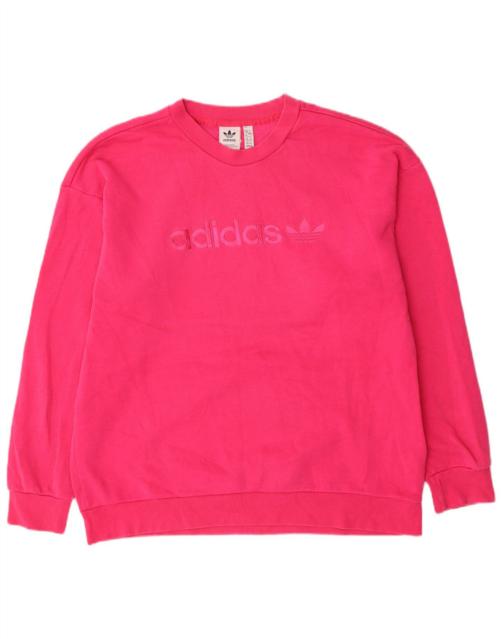 Adidas Dame Grafisk Oversized Sweatshirt Jumper UK 12 Medium Pink