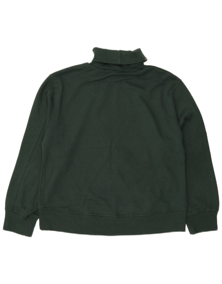 ZARA Womens Roll Neck Sweatshirt Jumper UK 14 Medium Green Cotton