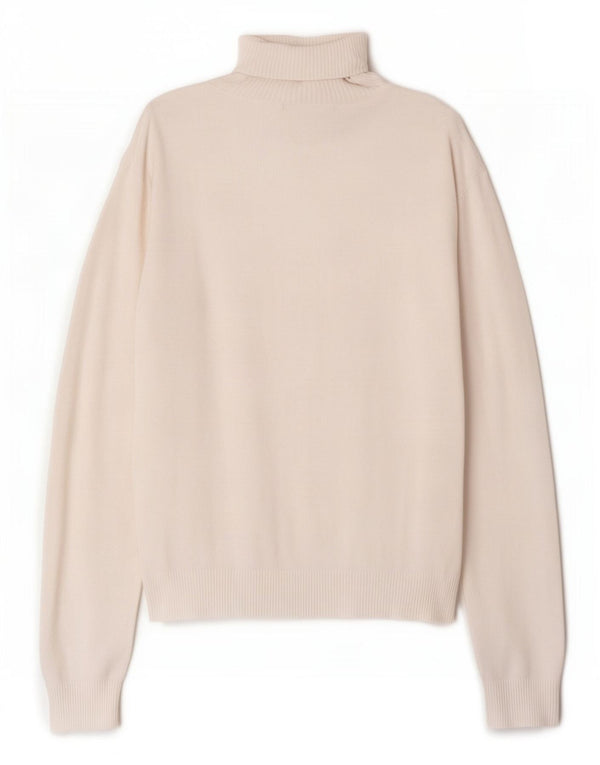 Zara Dame Roll Neck Jumper Sweater UK 14 Large White Rayon