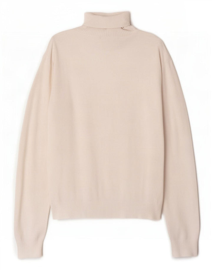 Zara Dame Roll Neck Jumper Sweater UK 14 Large White Rayon