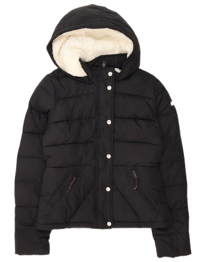 Hollister Polstret hættejakke til kvinder UK 10 Small Black