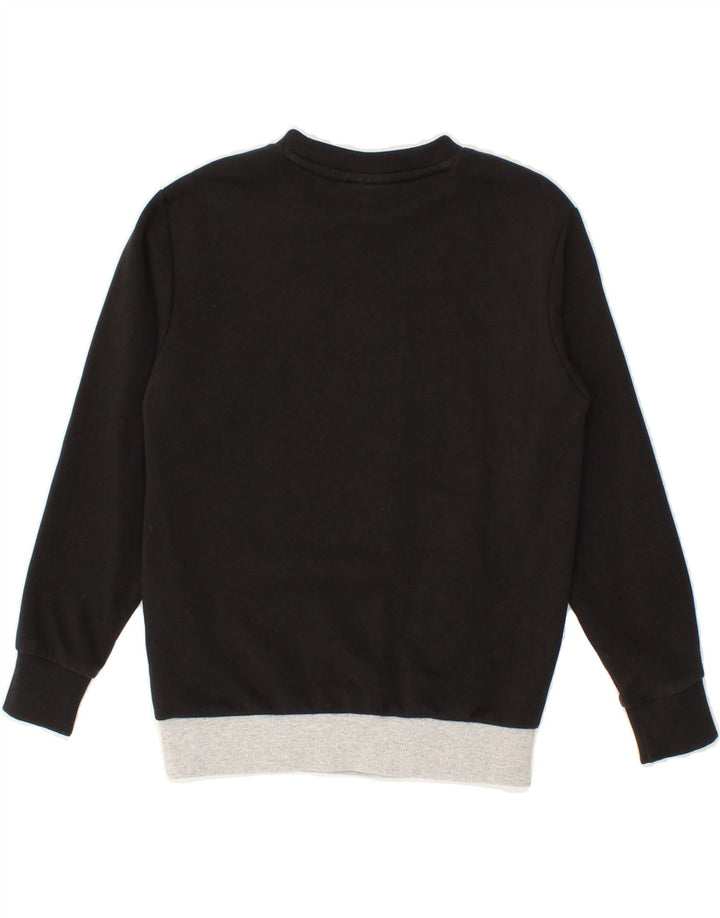 FILA Boys Sweatshirt Jumper 9-10 Years Black Colourblock Cotton Vintage Fila and Second-Hand Fila from Messina Hembry 