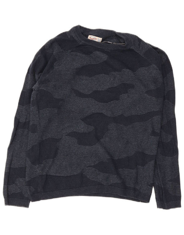 Jack & Jones Herre Boat Neck Jumper Sweater Small Navy Blue Camouflage