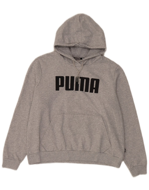 Puma Grafisk Oversized Hoodie Jumper UK 18 XL Grå Flecked Bomuld