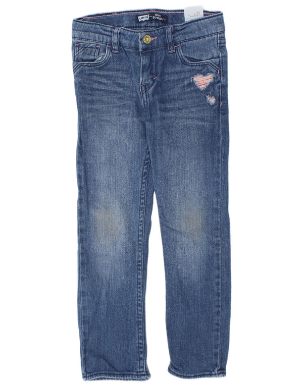 Levi's Girls Distressed Slim Straight Jeans 4-5 år W20 L18 Blue Cotton