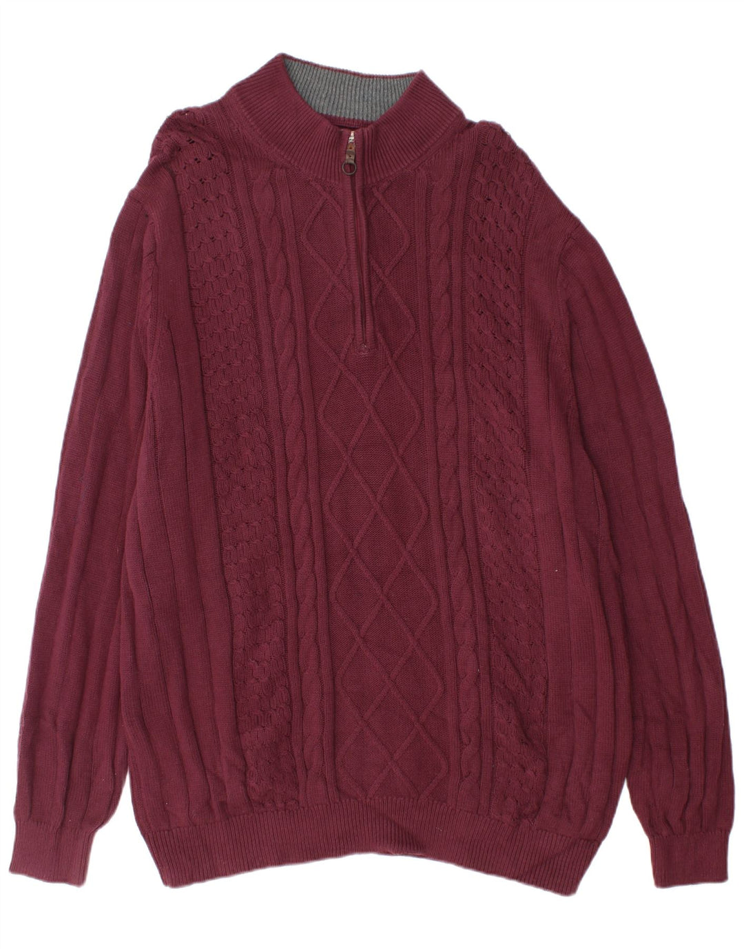 IZOD Herre høj lynlås-hals sweater 2XL Bourgogne bomuld
