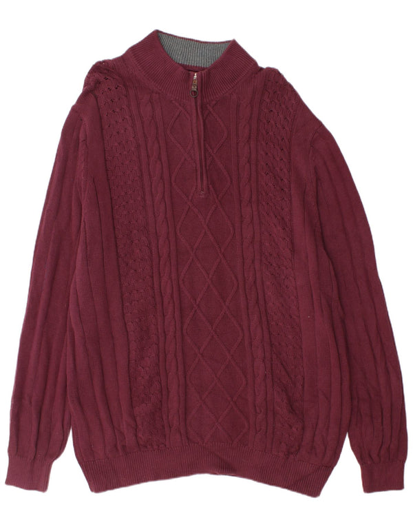 IZOD Herre høj lynlås-hals sweater 2XL Bourgogne bomuld