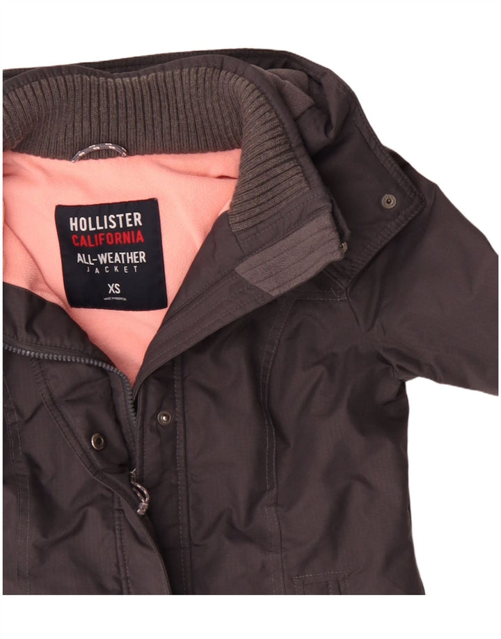 Hollister vindjakkejakke med hætte til kvinder UK 6 XS Grå polyester