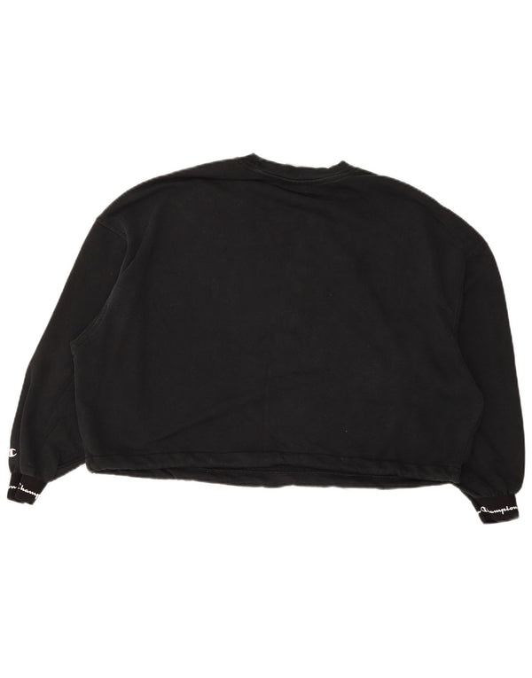 Champion Womens Grafisk Oversized Sweatshirt Jumper UK 10 Small Black