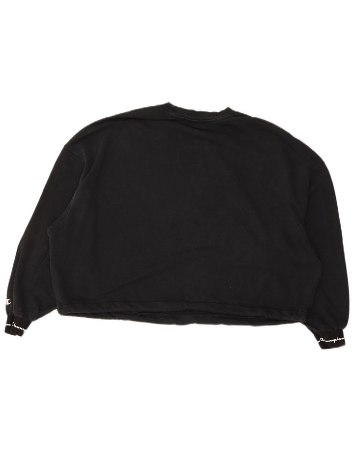 Champion Womens Grafisk Oversized Sweatshirt Jumper UK 10 Small Black