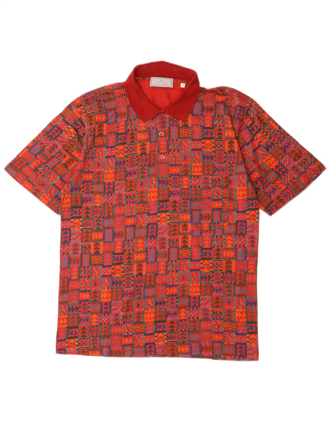 Scolari Herre poloshirt Medium Rød Geometrisk