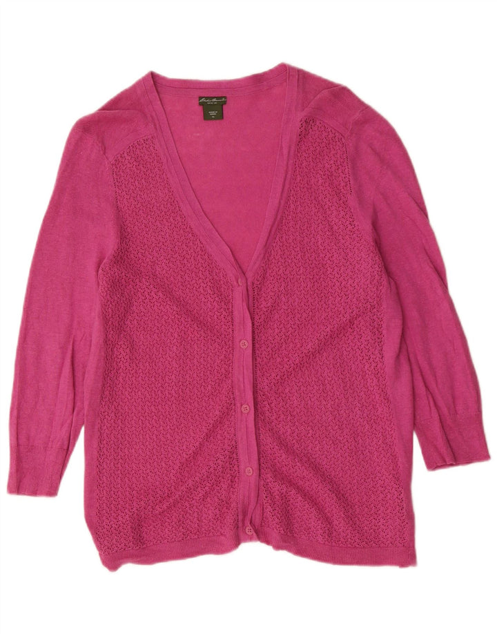 Eddie Bauer Dame 3/4 ærmet cardigan sweater UK 18 XL Pink Linen