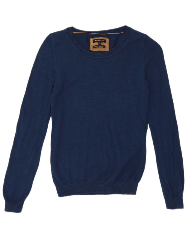 Massimo Dutti Dame Boat Neck Jumper Sweater UK 8 Small Navy Blue Bomuld