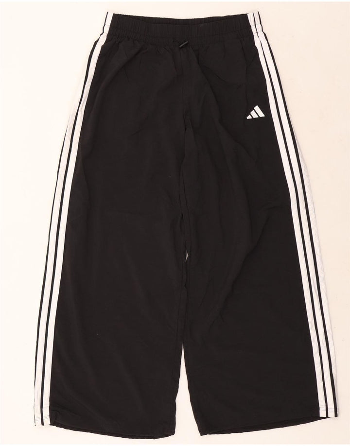 Adidas Womens Wide Leg Tracksuit Trousers UK 12/14 Medium Black Polyester