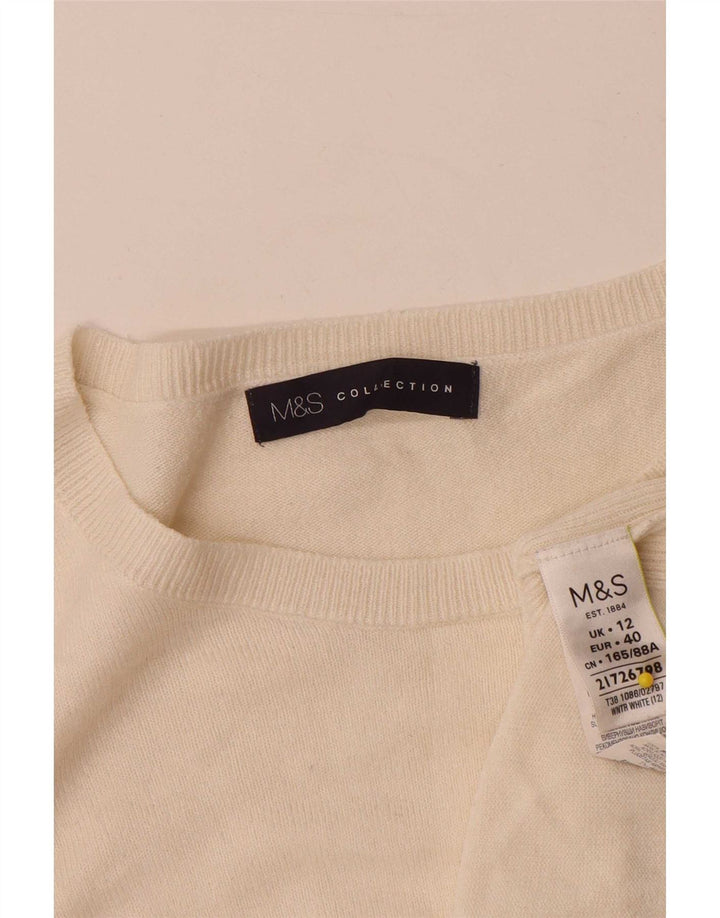 Marks & Spencer Dame Boat Neck Jumper Sweater UK 12 Medium White Acryl