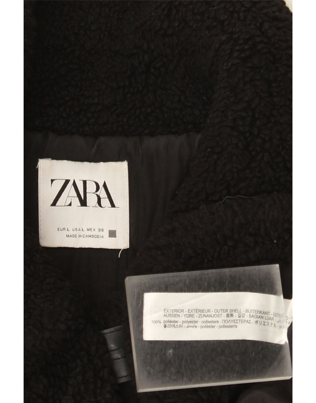 Zara Dame Fleecejakke UK 16 Stor Sort Polyester