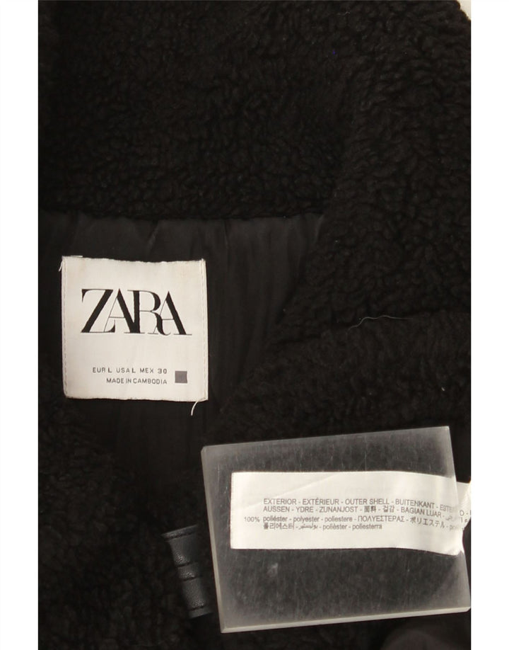 Zara Dame Fleecejakke UK 16 Stor Sort Polyester