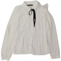 Zara Womens Flæse Front Oversized skjortebluse UK 6 XS Hvid Polyester