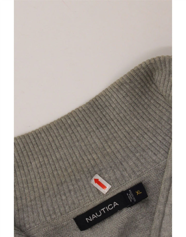 NAUTICA sweater med lynlås til mænd XL Grå Argyle/Diamond Bomuld