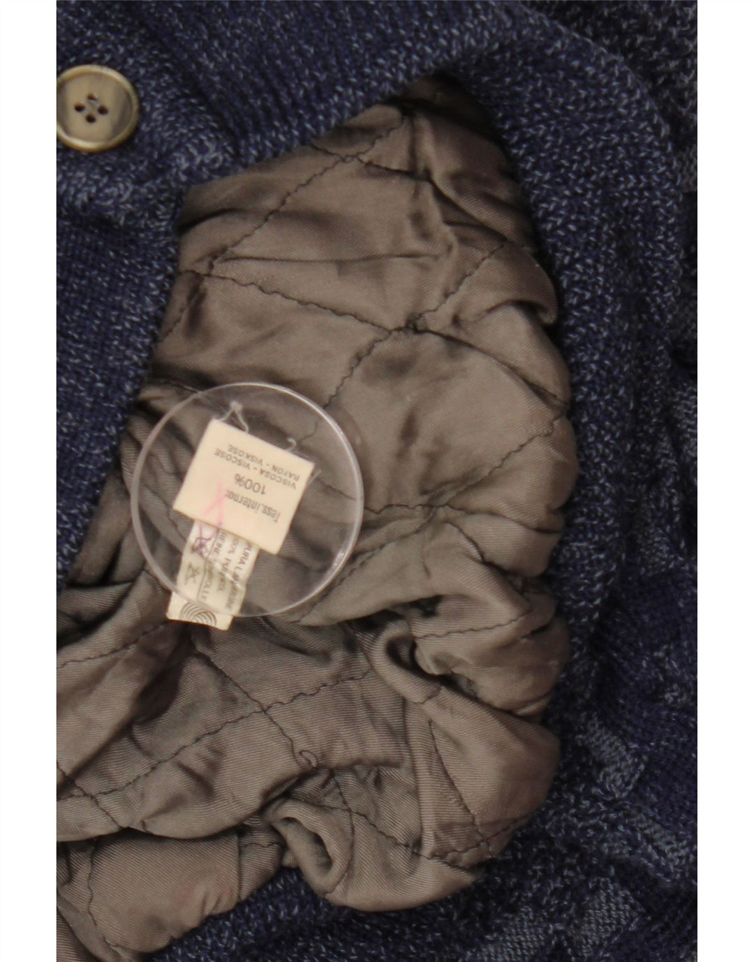 VINTAGE Herre cardigan sweater Stor marineblå geometrisk viskose