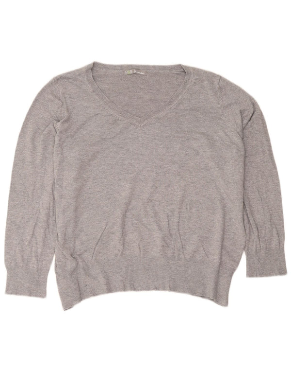 Marks & Spencer Dame V-hals sweater UK 22 3XL Grå Viscose