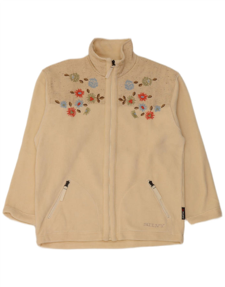 Silvy Dame Fleecejakke UK 16 Large Beige Floral Polyester