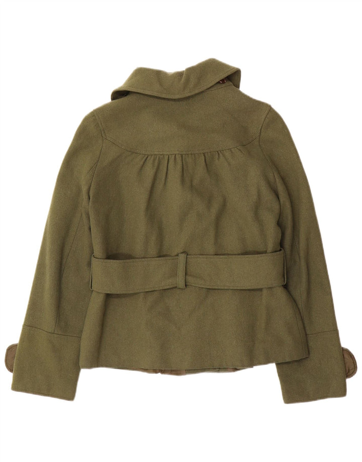 Topshop Womens Pea Coat UK 8 Small Green Wool