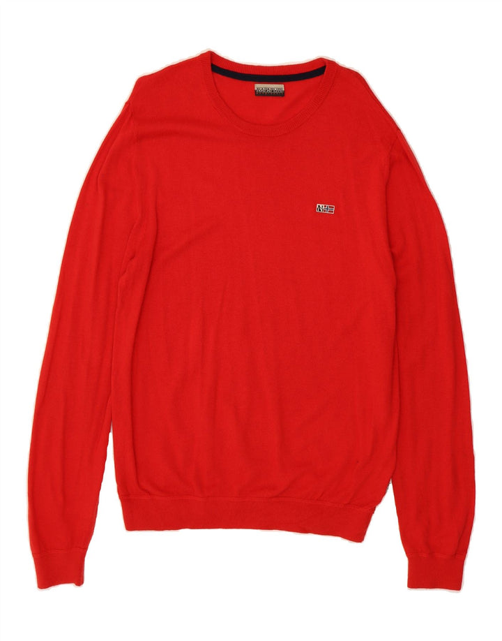 NAPAPIJRI Mens Crew Neck Jumper Sweater XL Red Viscose Vintage Napapijri and Second-Hand Napapijri from Messina Hembry 