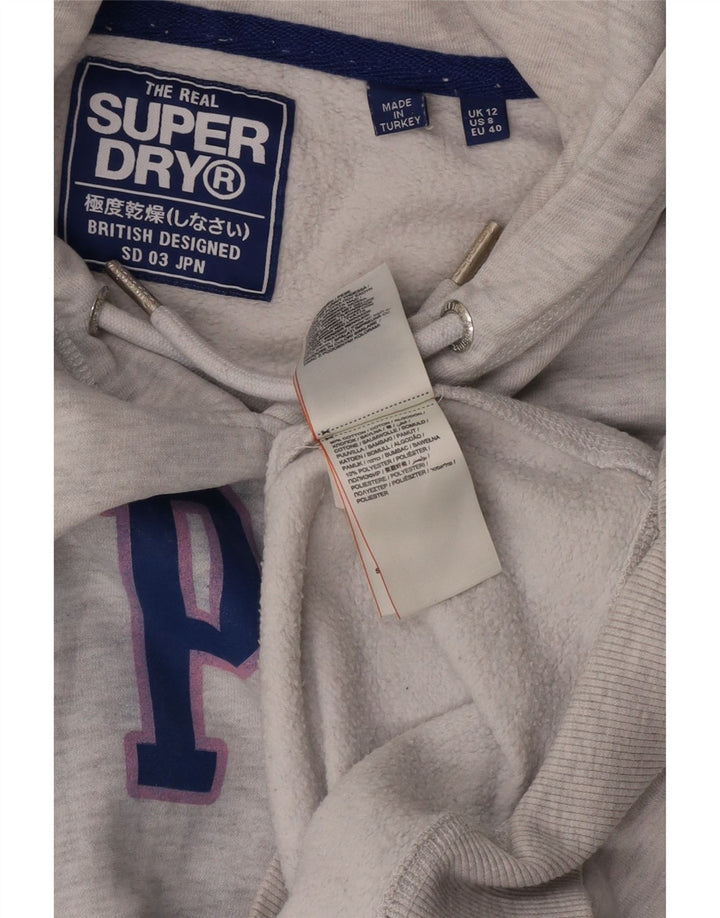 Superdry Graphic Oversized Hoodie Jumper UK 12 Medium Grey Flecked