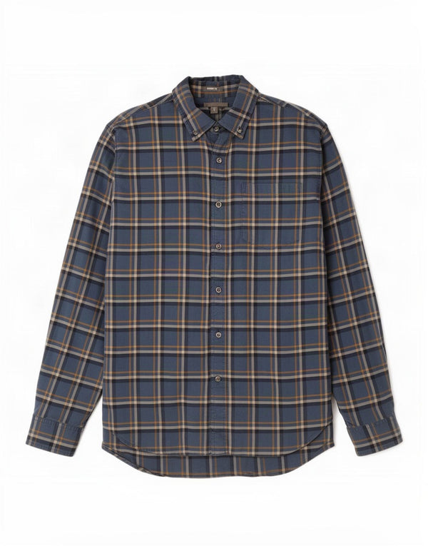Eddie Bauer Herre Classic Fit Flanelskjorte Medium Blue Plaid Bomuld
