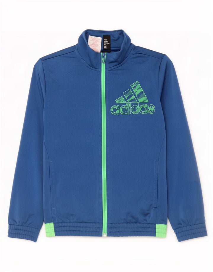 Adidas drenge grafisk træningsdragt topjakke 9-10 år blå farveblok