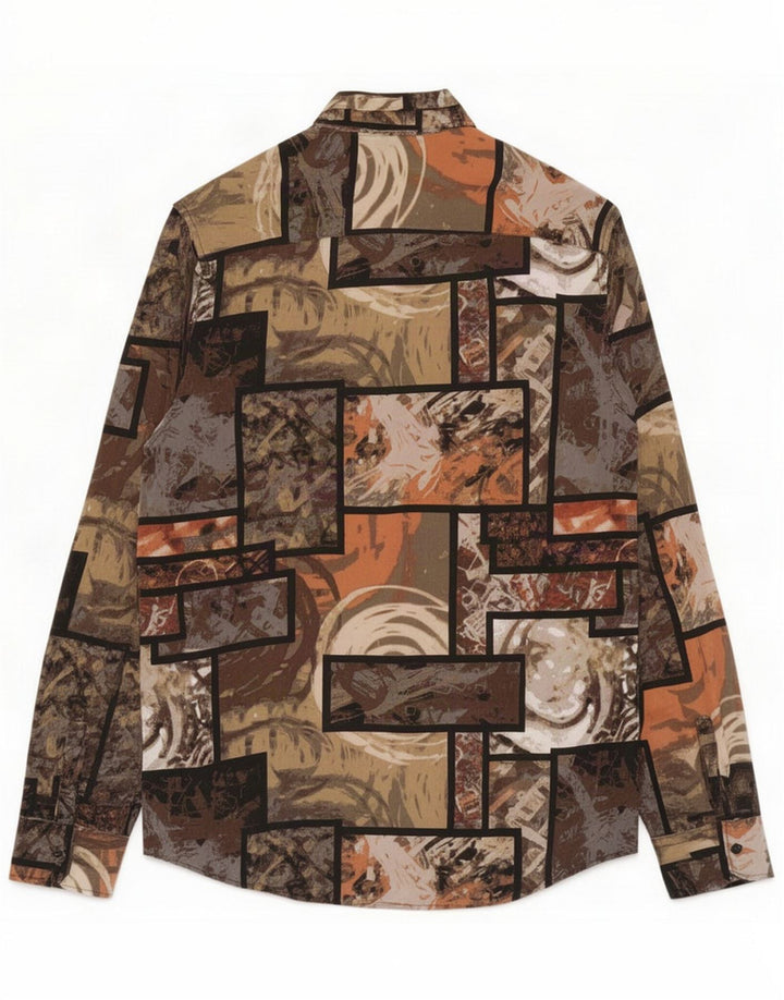 Vintage herreskjorte Stor flerfarvet patchwork bomuld