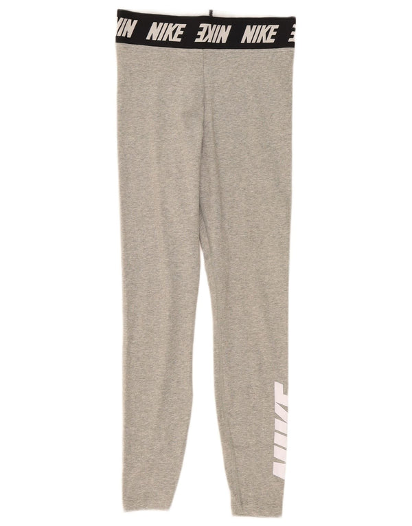 Nike Dame Grafiske Leggings UK 8 Small Grey Colourblock Bomuld