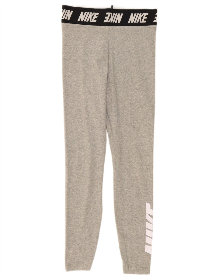 Nike Dame Grafiske Leggings UK 8 Small Grey Colourblock Bomuld